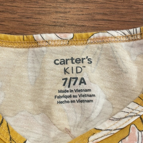 Carter’s KID Jersey Dress Short-Sleeve Yellow Butterfly Print - Size 7/7A - Picture 4 of 7